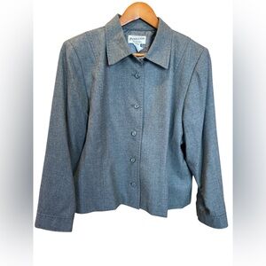 Pendleton Blazer Jacket Women’s Size 14 Gray Lined 100% Wool Made In USA Vintage